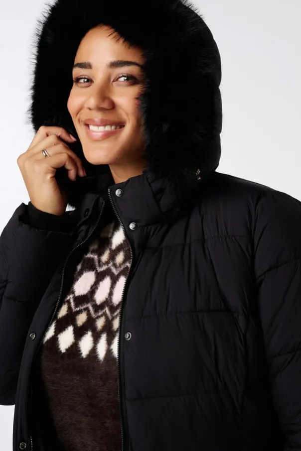 Manteau long matelassé avec capuche