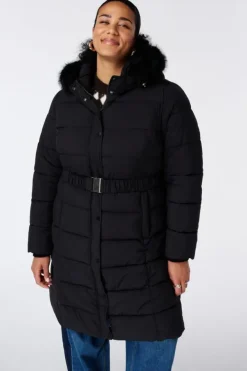 Manteau long matelassé avec capuche