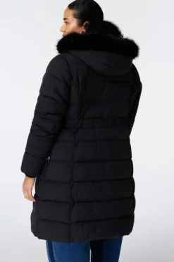 Manteau long matelassé avec capuche