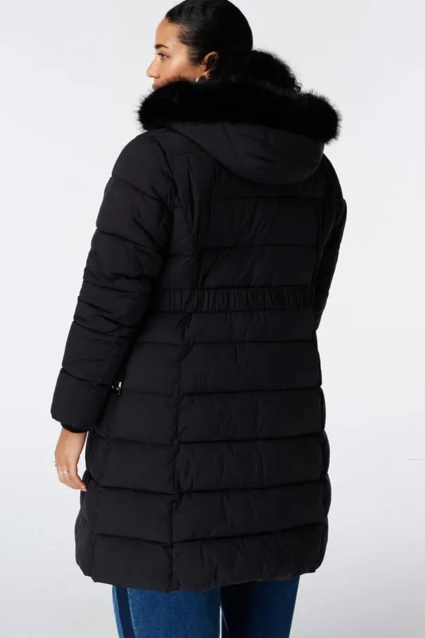 Manteau long matelassé avec capuche