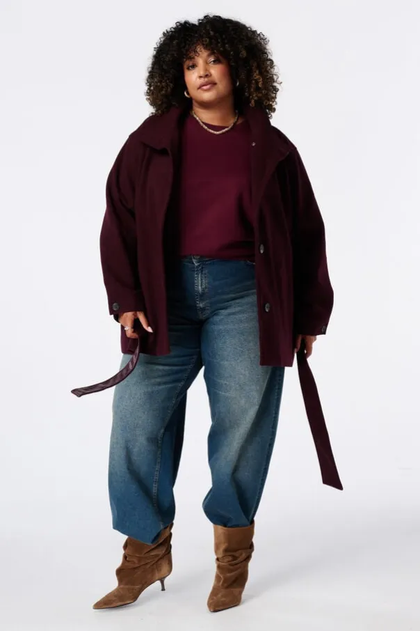 Manteau mi long avec col montant