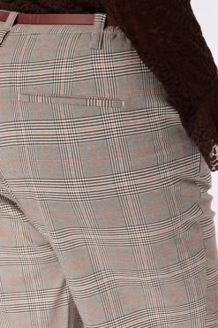 Pantalon à carreaux avec ceinture