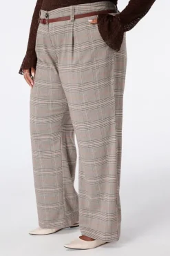 Pantalon à carreaux avec ceinture