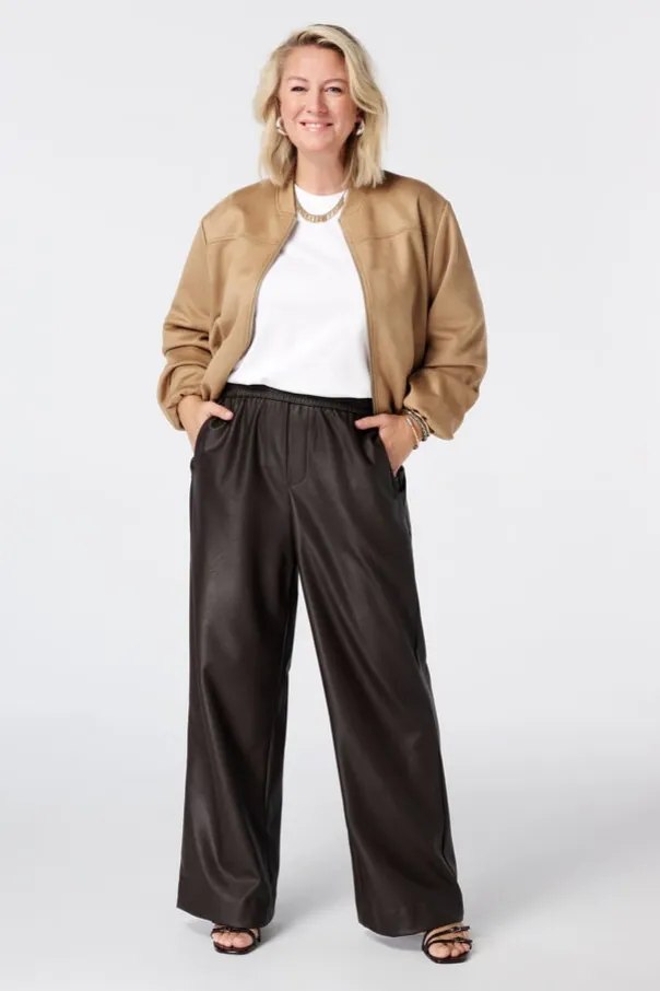 Pantalon large en similicuir