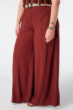 Pantalon wide leg en lin avec ceinture