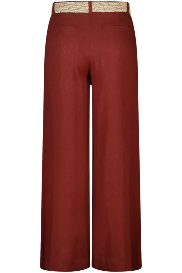 Pantalon wide leg en lin avec ceinture