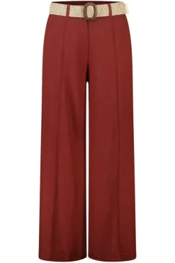 Pantalon wide leg en lin avec ceinture