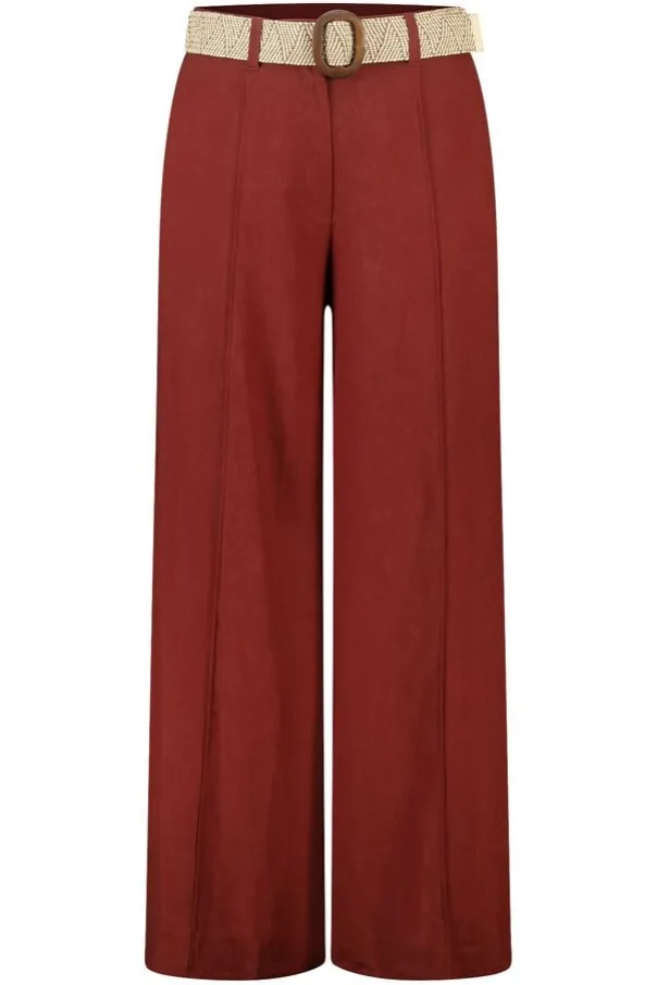 Pantalon wide leg en lin avec ceinture
