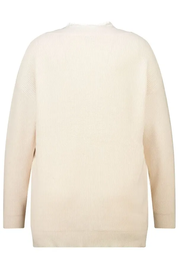 Pull à col en V avec dentelle