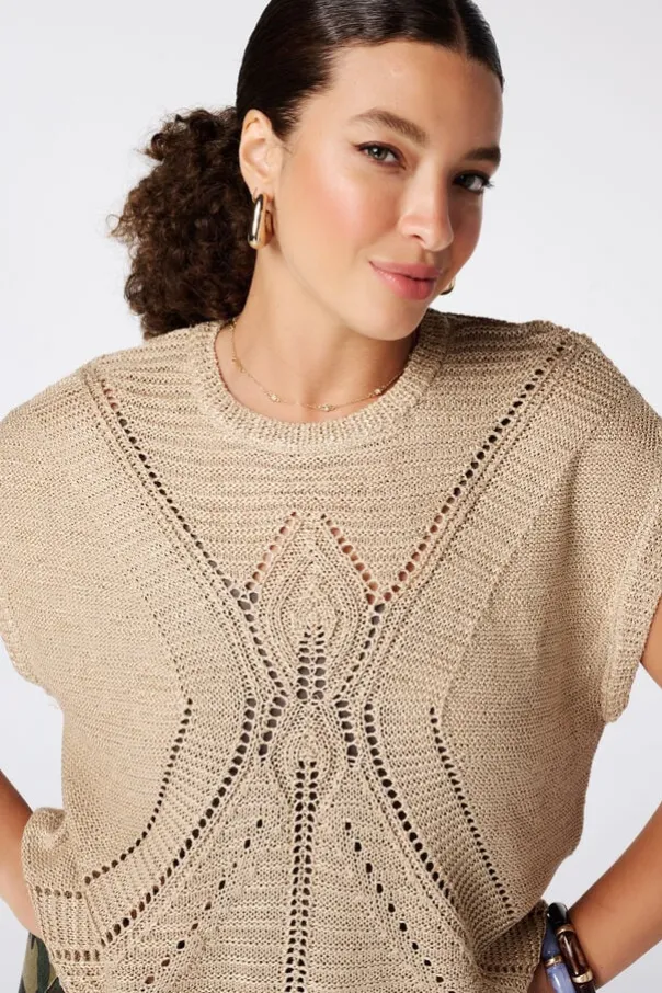 Pull en crochet à manches courtes