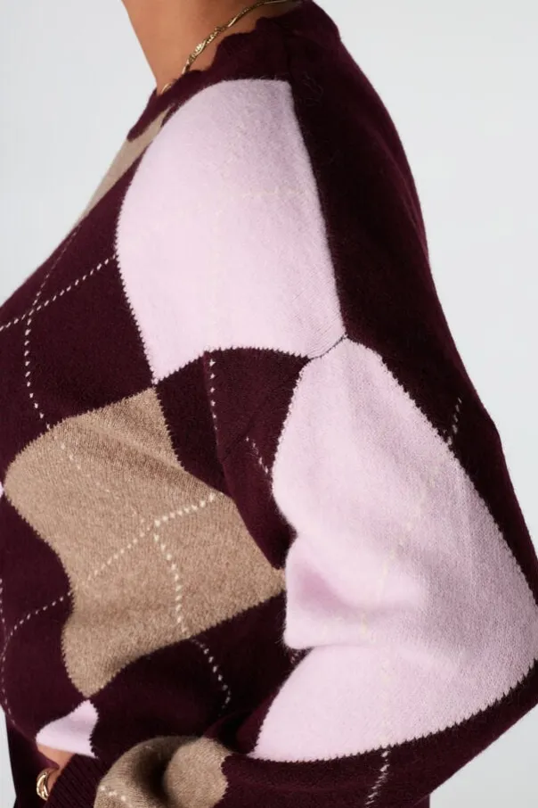 Pull à motif à carreaux