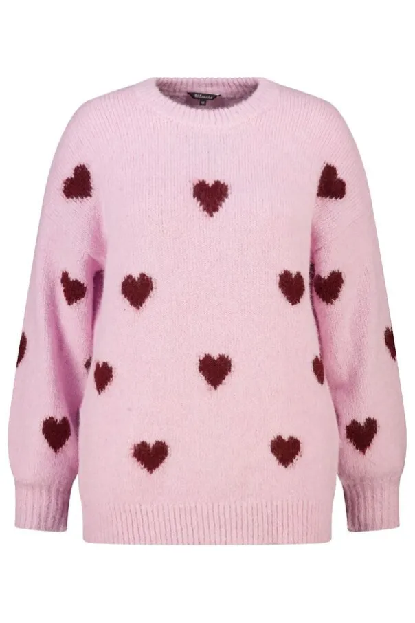 Pull à motif cœurs