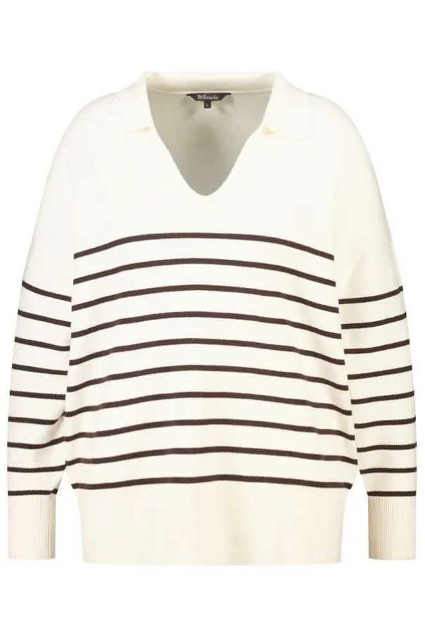Pull rayé à col en V