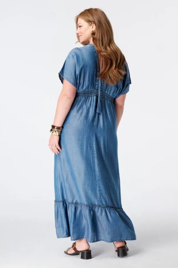 Robe maxi effet denim