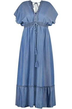 Robe maxi effet denim