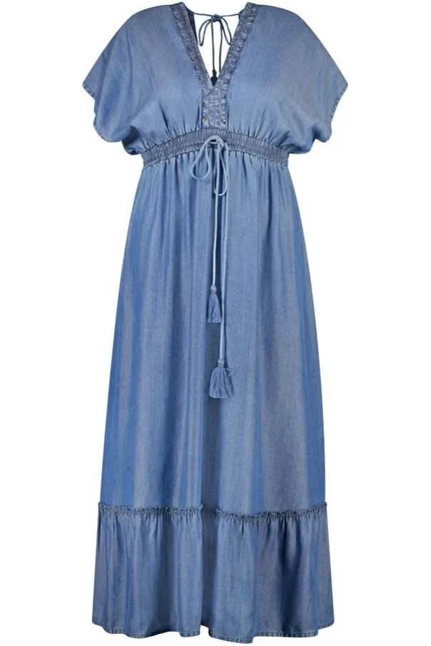 Robe maxi effet denim
