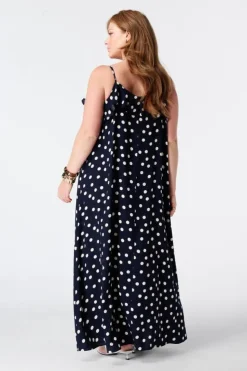 Robe maxi à pois avec volants