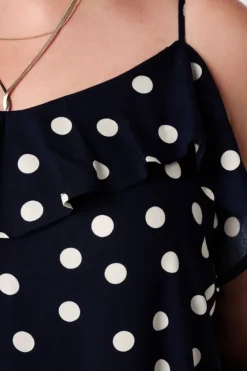 Robe maxi à pois avec volants