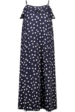 Robe maxi à pois avec volants
