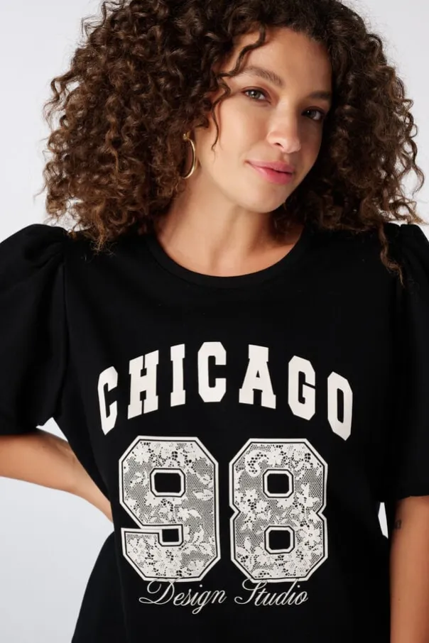 Sweat à manches bouffantes courtes