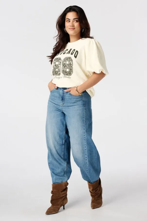 Sweat à manches bouffantes courtes