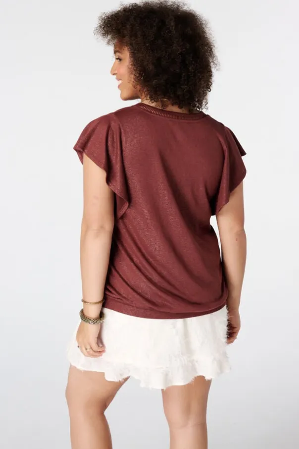 Top avec manches papillon
