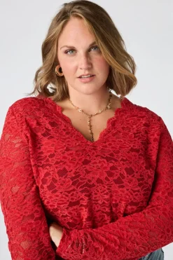 Top en dentelle à col en V