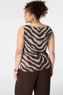 Top en mesh imprimé