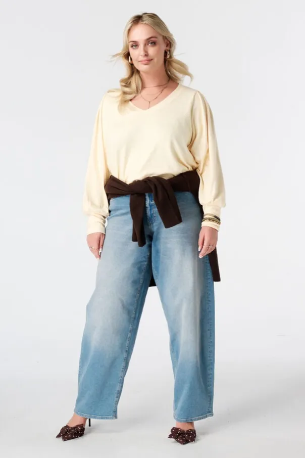 Top à manches bouffantes