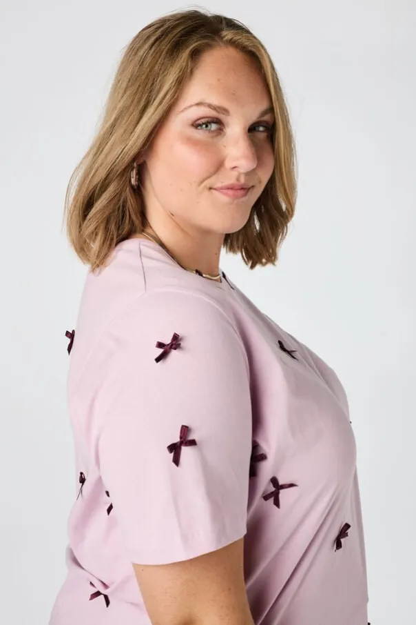 T shirt avec nœuds en satin