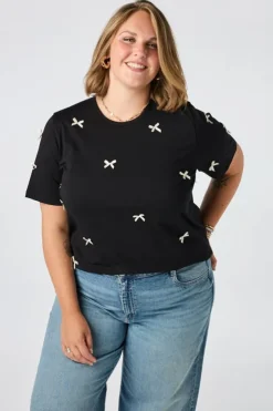 T shirt avec nœuds en satin