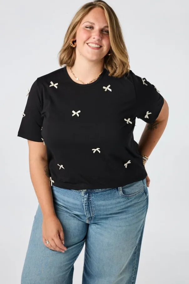 T shirt avec nœuds en satin