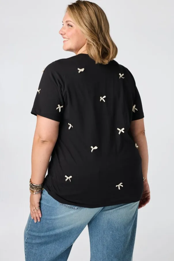 T shirt avec nœuds en satin