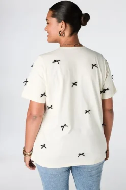 T shirt avec nœuds en satin