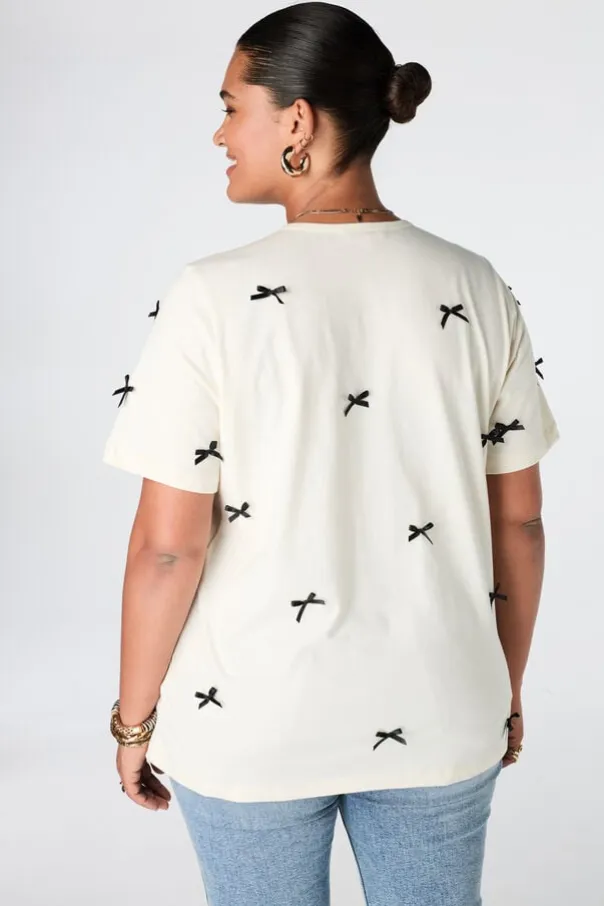 T shirt avec nœuds en satin