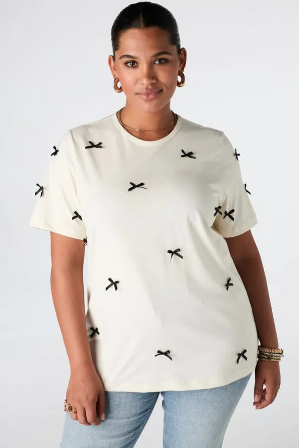 T shirt avec nœuds en satin