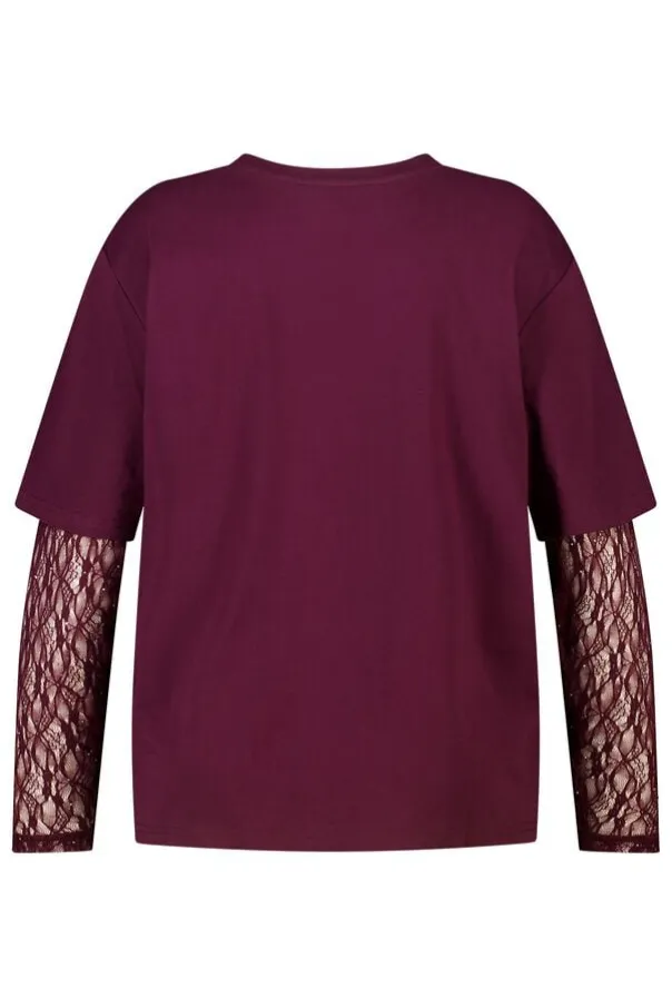 T shirt à manches en dentelle