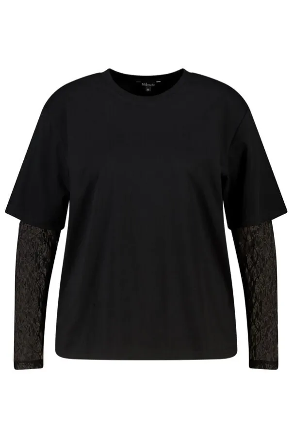 T shirt à manches en dentelle
