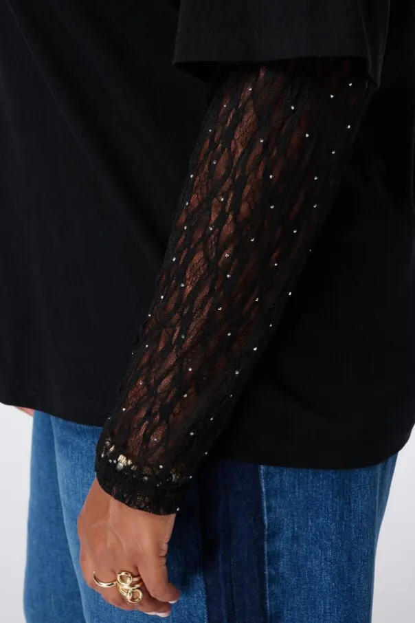 T shirt à manches en dentelle