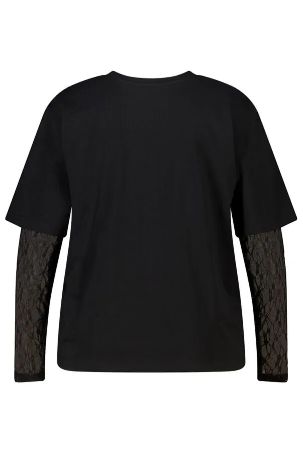T shirt à manches en dentelle