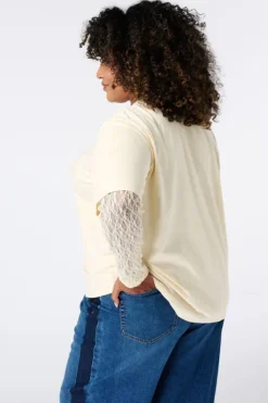 T shirt à manches en dentelle
