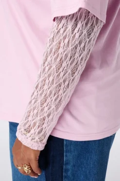 T shirt à manches en dentelle