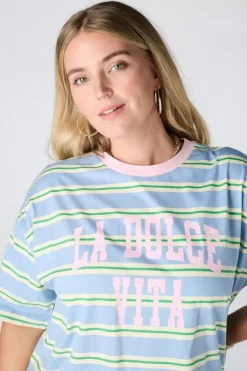 T shirt rayé avec texte
