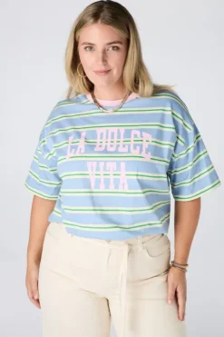 T shirt rayé avec texte