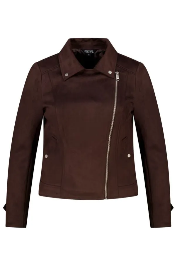 Veste biker en suédine