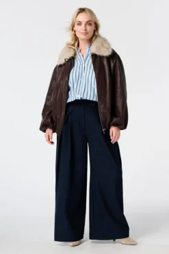 Veste bomber avec col en fausse fourrure