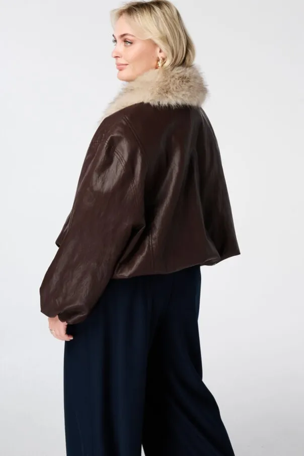 Veste bomber avec col en fausse fourrure