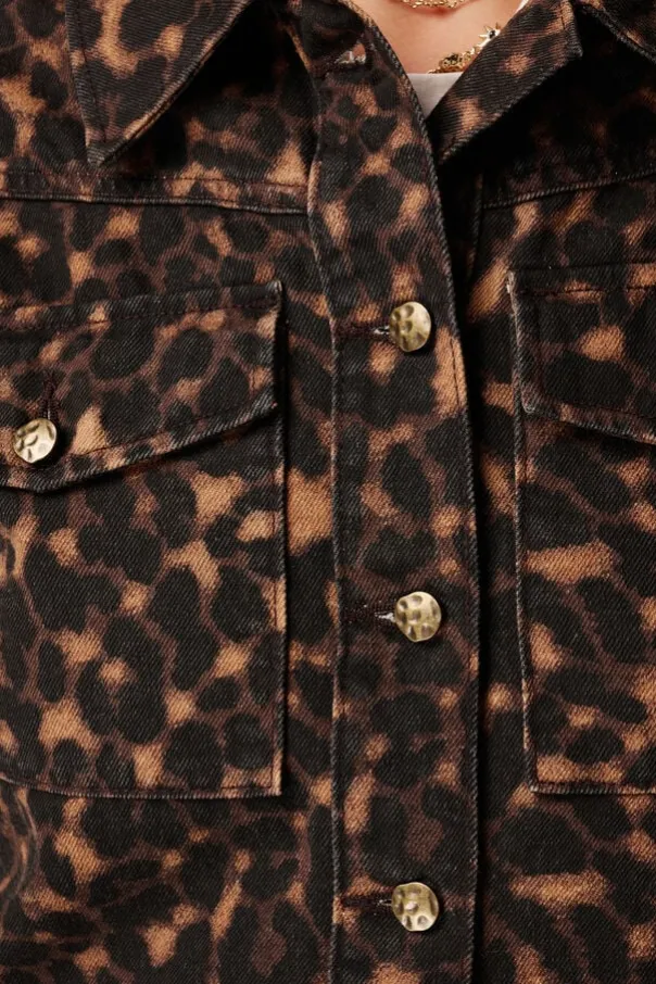 Veste en jean à imprimé animal