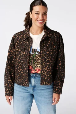 Veste en jean à imprimé animal