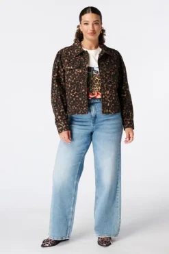 Veste en jean à imprimé animal
